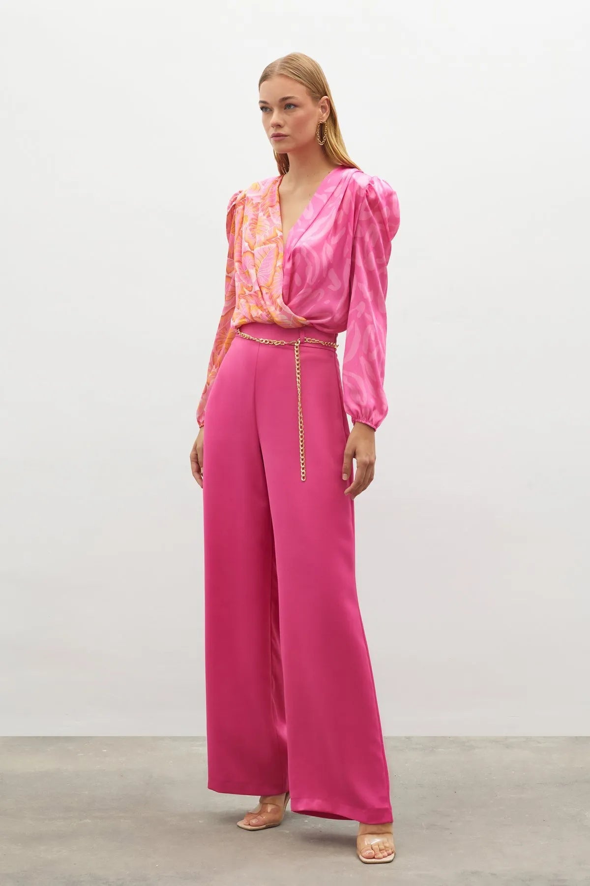 Chain Satin Crepe Trousers - FUSYA