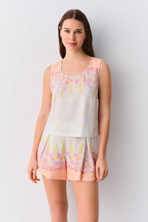 Patterned Sunset Shorts Pajama Set