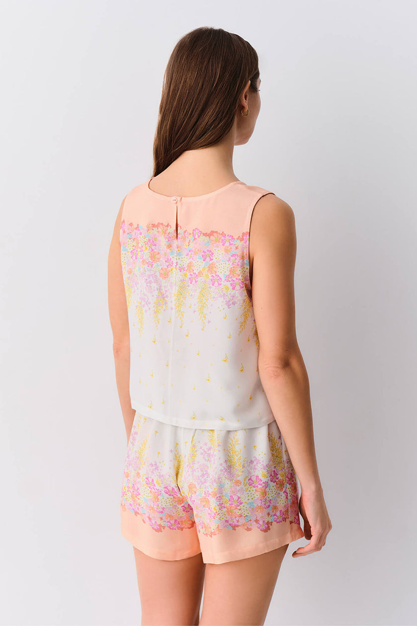 Patterned Sunset Shorts Pajama Set