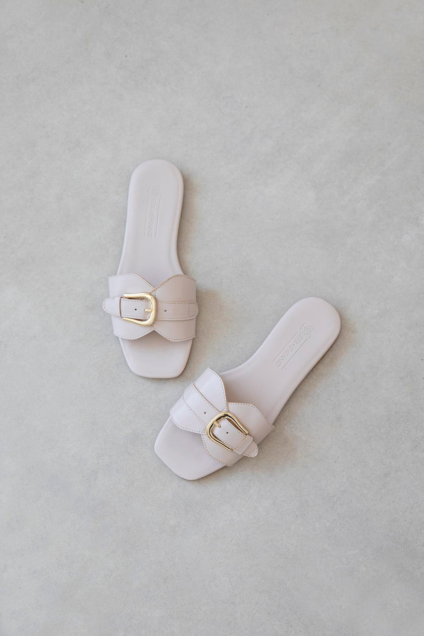 Pablo Women's Casual Leather Slippers - Beige