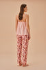 Rose Patterned Garnet Trouser Set