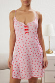 Pink-Multicolored Heart Ribbon/Bow Knitted Nightgown