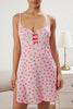 Pink-Multicolored Heart Ribbon/Bow Knitted Nightgown
