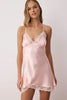 Pink Lace and Slit Detailed Satin-Woven Nightgown