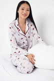 Teen Lilac-Multicolored 100% Cotton Fun Heart Patterned Piping Knit Pajama Set