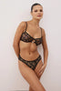 Black Lace Unlined Lingerie Set with Accessory Detail