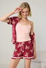 Burgundy 3-Piece 100% Cotton Ribbon Detail Knitted Pajama Set