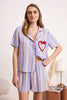 Multicolor Floral Heart Detail Viscose Woven Pajama Set