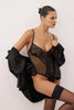 Black Lace Fitted Plain Uncovered Bodysuit