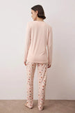 Winter-Themed Knitted Pajama Set with a Soft Touch in Powder Color