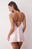 Pink Tulle/Mesh and Back Detailed Coverless Strap Satin Babydoll/Fantasy Nightgown