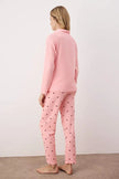 Pink Cherry Zippered Soft Winter Waffle Knit Pajama Set