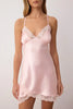 Pink Lace and Slit Detailed Satin-Woven Nightgown