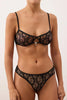 Black Lace Unlined Lingerie Set with Accessory Detail