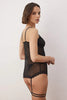 Black Tulle Leg Band Unlined Lingerie Set