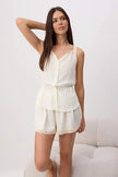 Offwhite More Sustainable Lace Detail Woven Pajama Set
