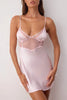 Pink Tulle/Mesh and Back Detailed Coverless Strap Satin Babydoll/Fantasy Nightgown