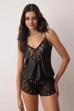 Black Satin Tulle Babydoll/Fantasy Nightgown