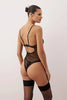 Black Lace Fitted Plain Uncovered Bodysuit