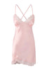 Pink Lace and Slit Detailed Satin-Woven Nightgown