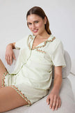 Mint Floral Viscose Woven Pajama Set