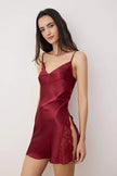 Burgundy Plain Satin Weave Nightgown