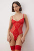Red Polka Dot Lace Uncovered Bodysuit