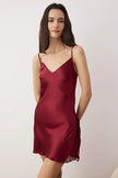 Burgundy Plain Satin Weave Nightgown