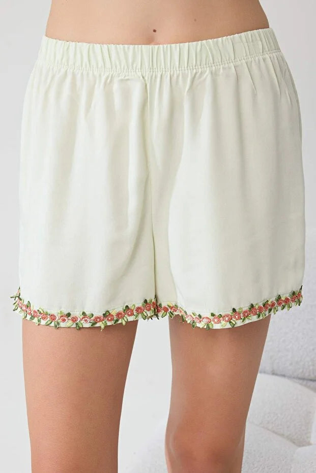 Mint Floral Viscose Woven Pajama Set