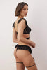 Black Leg Band Lingerie Set with Heart Accessory Detail