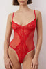 Red Polka Dot Lace Uncovered Bodysuit