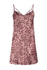 Pink Leopard Patterned Rope Strap Cowl Neck Satin Woven Nightgown