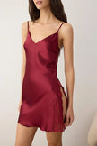 Burgundy Plain Satin Weave Nightgown