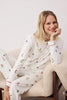 Soft Winter Waffle Knit Pajama Set with Ski Pattern and Piping