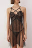 Black Lace Tasseled Rope Strap Babydoll/Fantasy Nightgown
