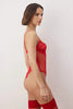 Red Polka Dot Lace Uncovered Bodysuit