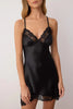 Black Lace and Slit Detailed Satin-Woven Nightgown