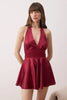 Satin-Woven Nightgown with Burgundy Lace Detail