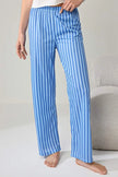 White & Blue Printed Striped Knitted Pajama Set