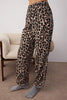 Gray-Multicolored Leopard Print Piping Soft Top and 100% Cotton Knitted Pajama Set
