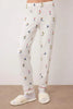 Soft Winter Waffle Knit Pajama Set with Ski Pattern and Piping