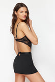 Black Lace Rope Strap Knitted Fantasy Nightgown