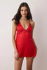Red Satin Plain Uncapped Babydoll