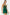 Green Satin Lace Rope Strap Knitted Babydoll