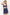 Navy Blue Cotton Lace Rope Strap Ribbed Knit Nightgown