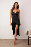Black Plain Satin Weave Nightgown