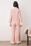 Pink Floral Viscose Woven Pajama Set