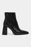 JUANITA BLACK RUSTIC PATTERN ZIPPER DETAIL WOMEN'S HEEL BOOTS