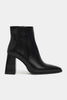 JUANITA BLACK RUSTIC PATTERN ZIPPER DETAIL WOMEN'S HEEL BOOTS