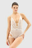 White Lace Ruffle Openwork/Open Coverless Knitted Bodysuit